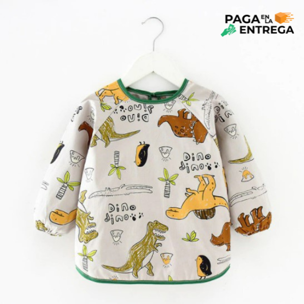 Delantal Mangas Algodón + Capa Impermeable Bebes 6 A 18 M