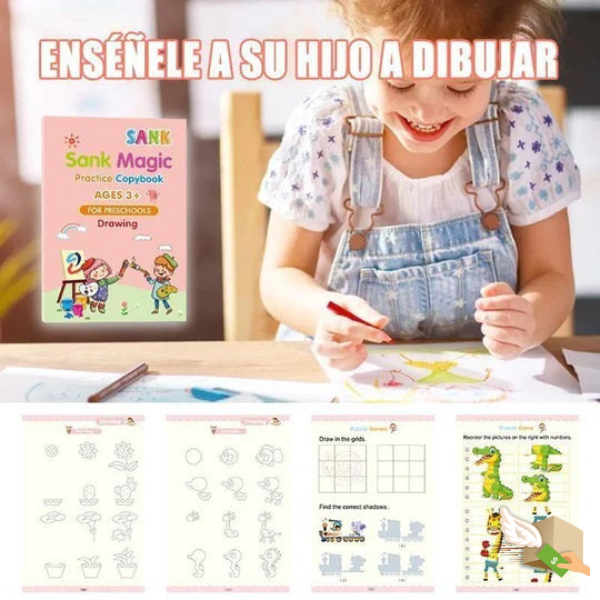 KITLEARNING™ - SET DE 4 LIBROS DE CALIGRAFÍA CON TINTA MÁGICA REUTILIZABLE