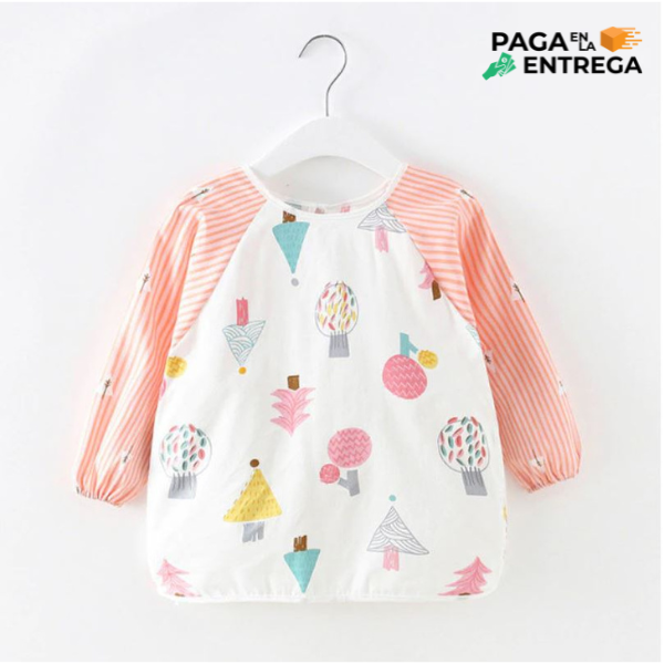 Delantal Mangas Algodón + Capa Impermeable Bebes 6 A 18 M