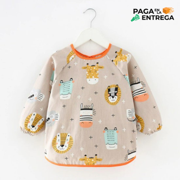 Delantal Mangas Algodón + Capa Impermeable Bebes 6 A 18 M