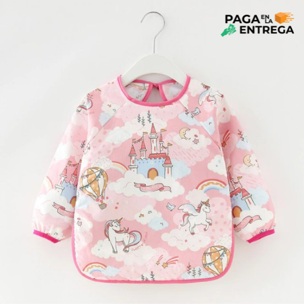 Delantal Mangas Algodón + Capa Impermeable Bebes 6 A 18 M