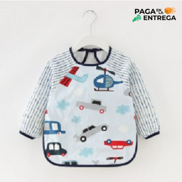 Delantal Mangas Algodón + Capa Impermeable Bebes 6 A 18 M