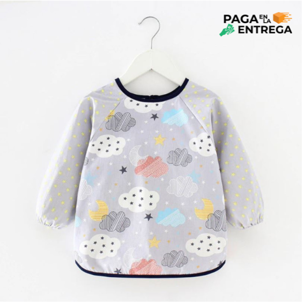 Delantal Mangas Algodón + Capa Impermeable Bebes 6 A 18 M