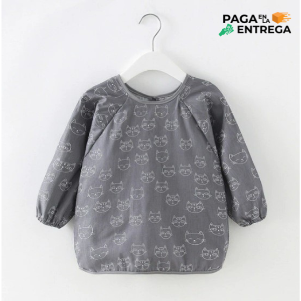 Delantal Mangas Algodón + Capa Impermeable Bebes 6 A 18 M