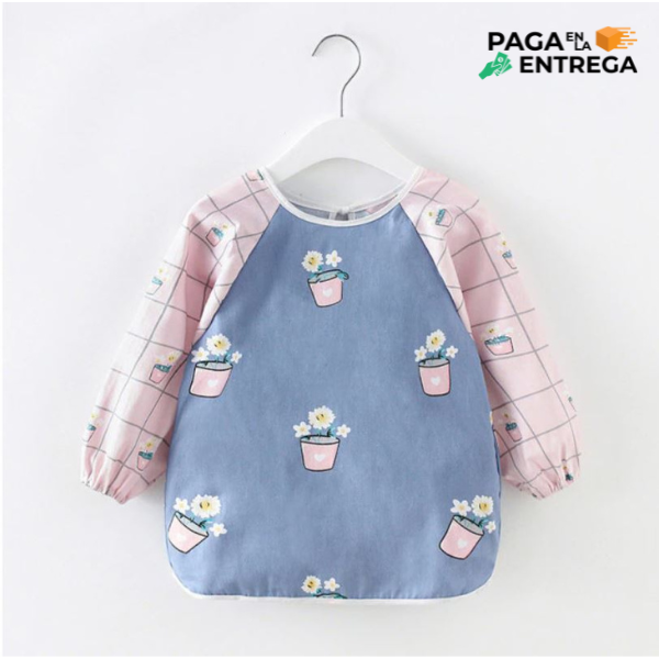 Delantal Mangas Algodón + Capa Impermeable Bebes 6 A 18 M