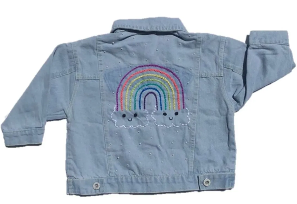 zChaqueta De Mezclilla Arcoiris - La Borderia Handmade Niña 2 Años